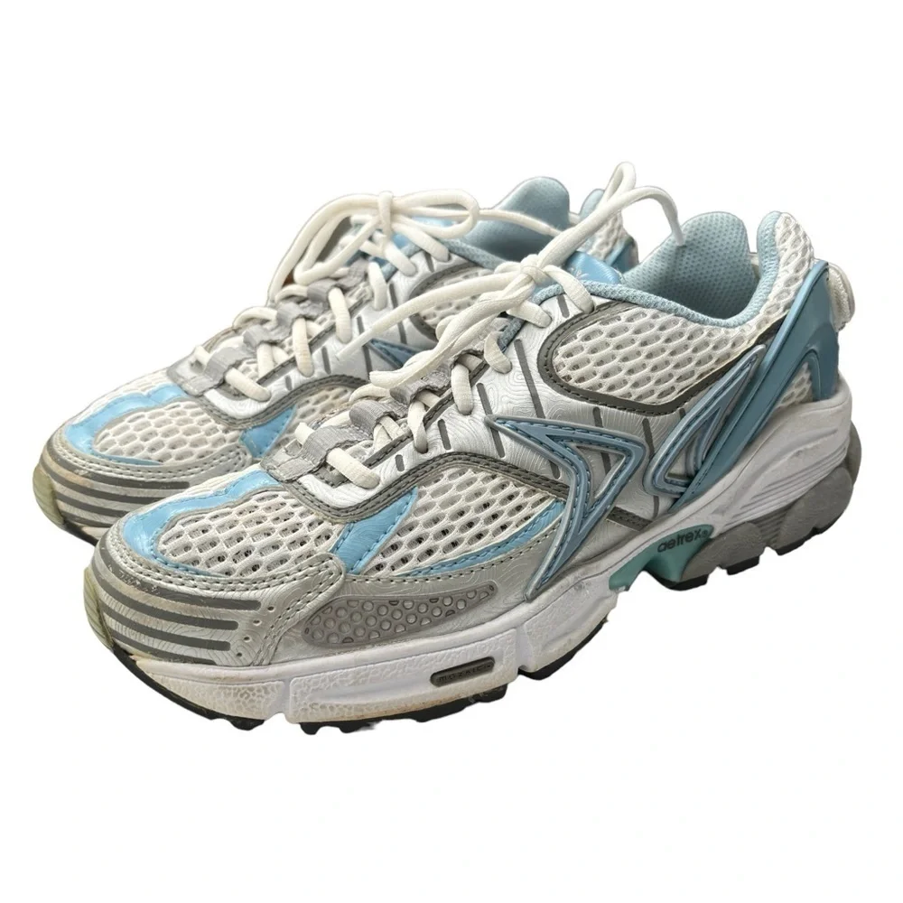 Aetrex Womens Athletic Shoe White Q562 Lace Up Sz 8.5 Sneaker Adjustable Fit EUC